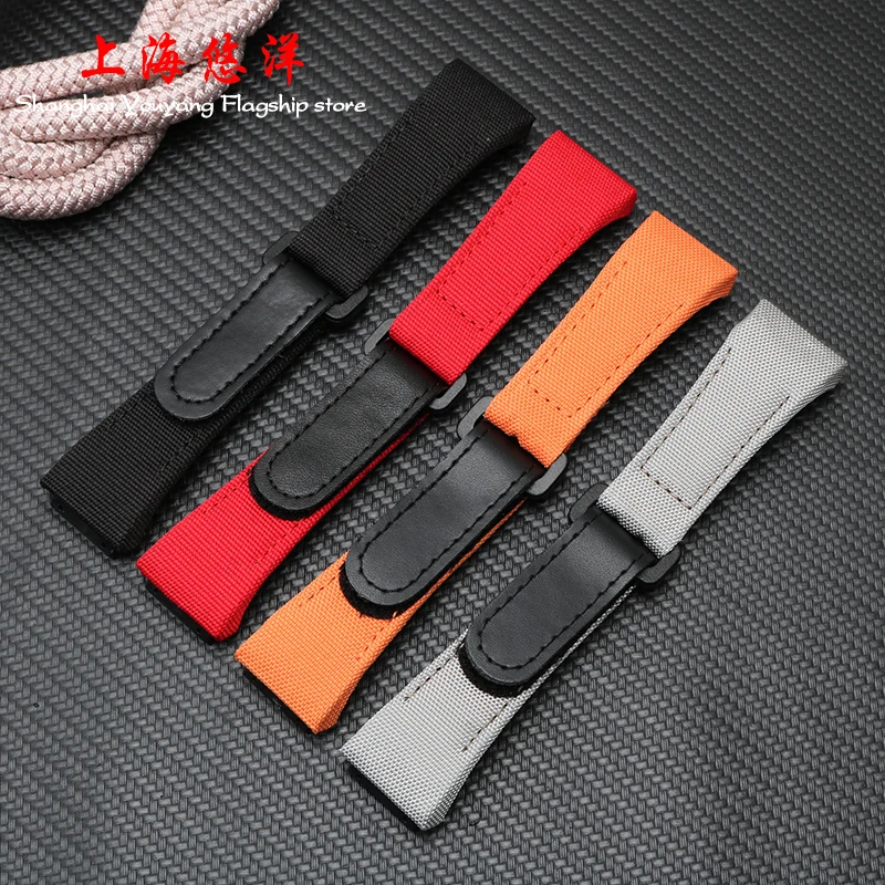 Goede 27MM Nylon Canvas Stiksels Lederen Horlogeband Voor RICHARD 7750 Accessoire Man MILLE Horloge Armband Pols Sport