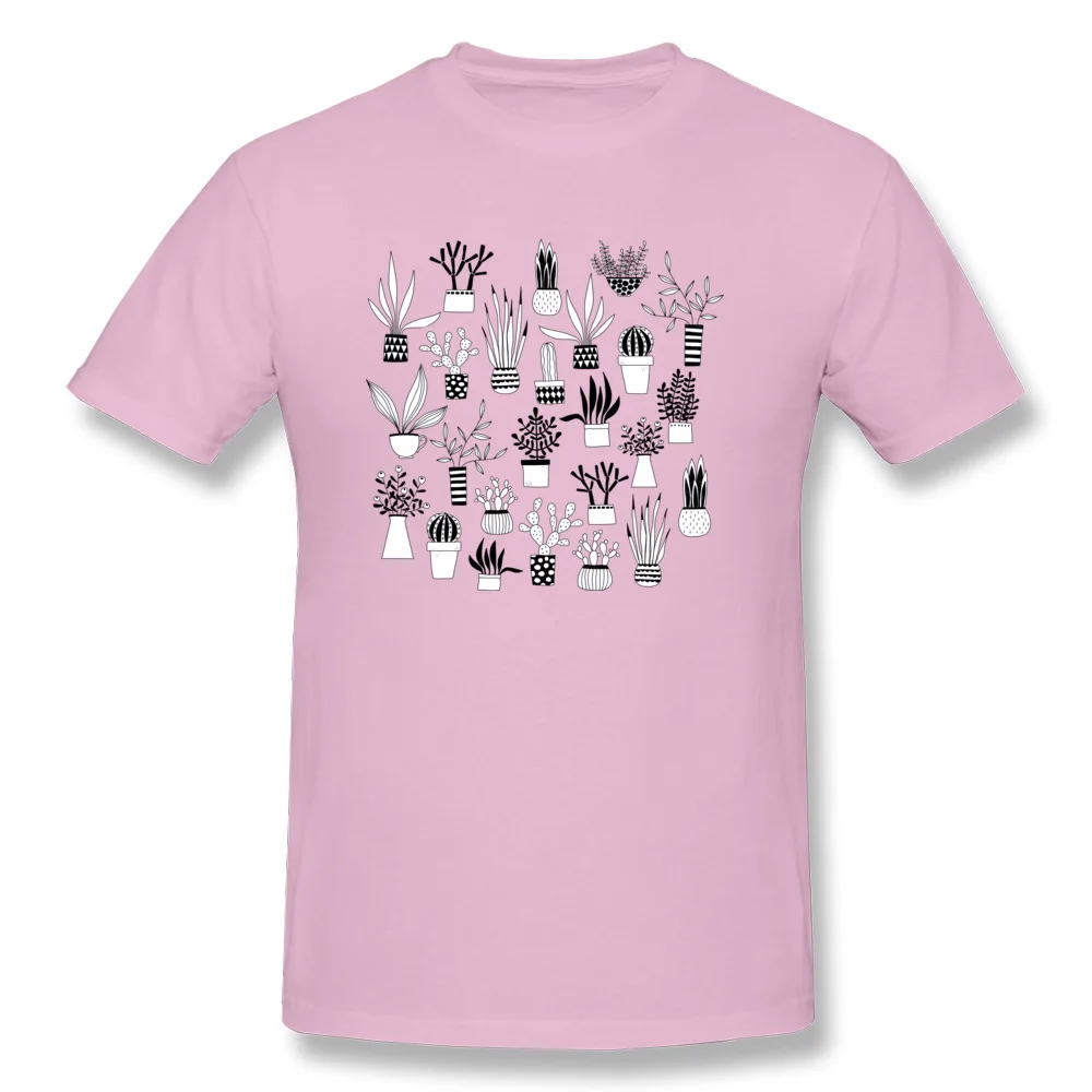 Cacti and Succulents O Neck T Shirt Summer T Shirt Short Sleeve Brand New 100% Cotton Cool Tees Simple Style Men Cacti and Succulents pink
