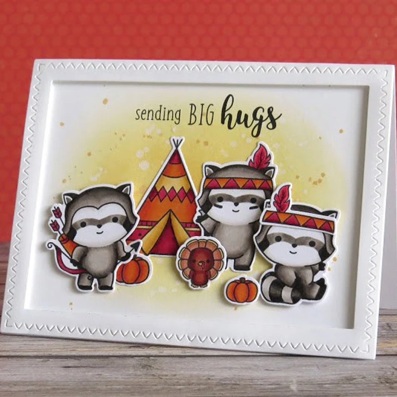 

Raccoon Cat & Happy Fall Clear Stamps for DIY Scrapbooking Craft Making Decor Transparent Stempels New Silicone Seal