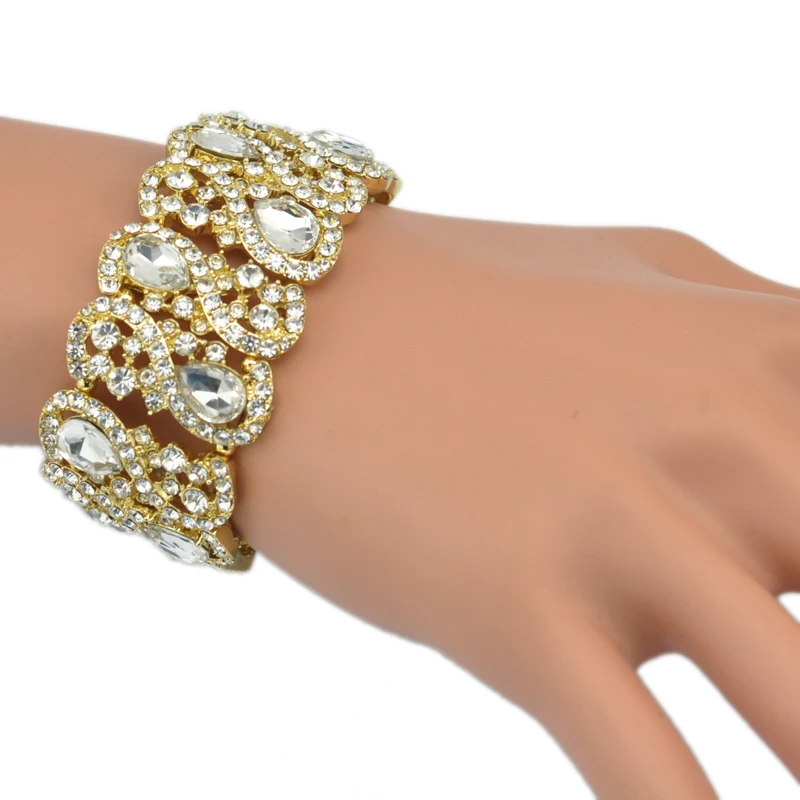 

Fashion Gold Tone Crystal Rhinestone Stretch Bracelet