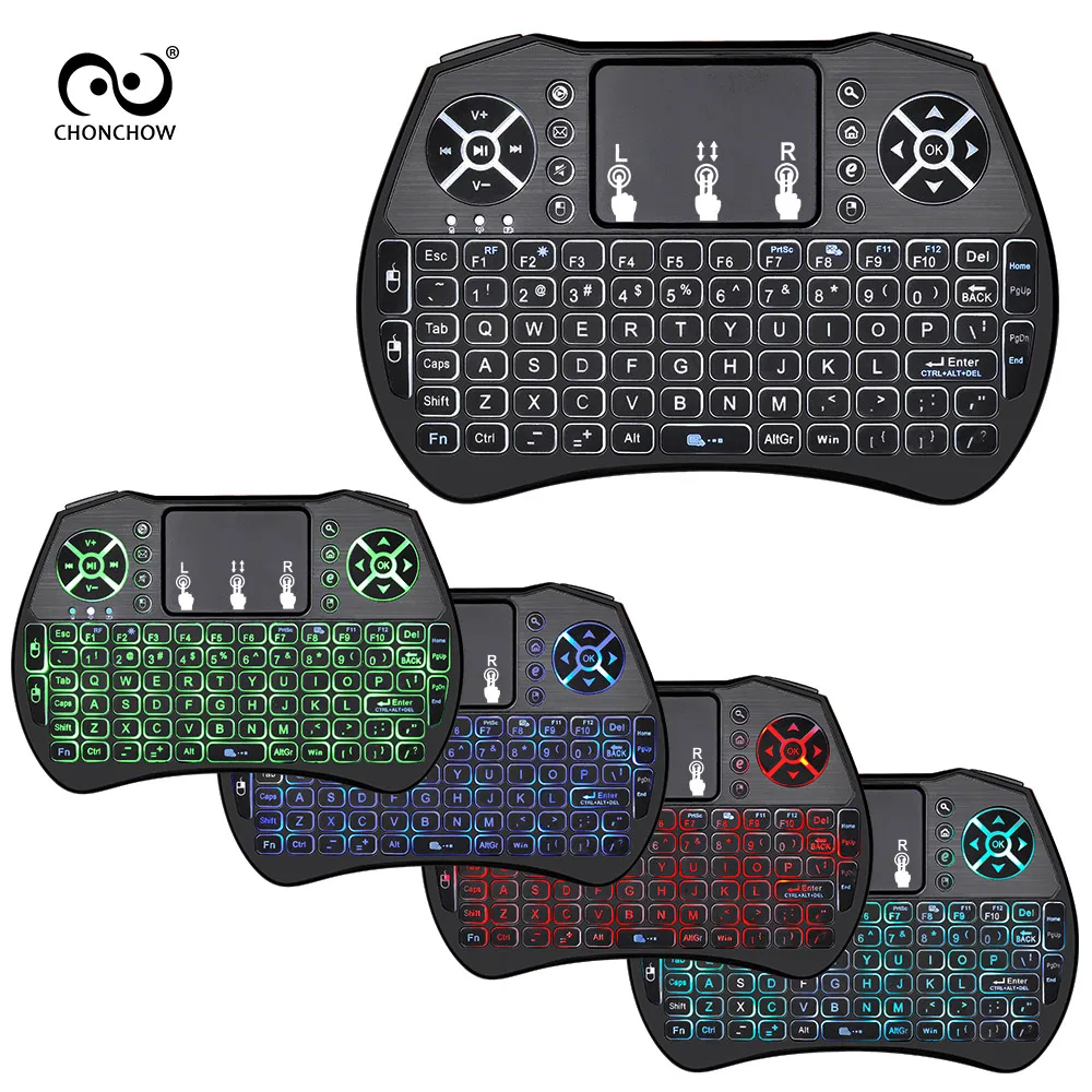 

Backlit 2.4GHz Wireless Keyboard Touchpad Mouse Handheld Remote Control 4 Colors Backlight for Android TV BOX Smart TV PC Laptop