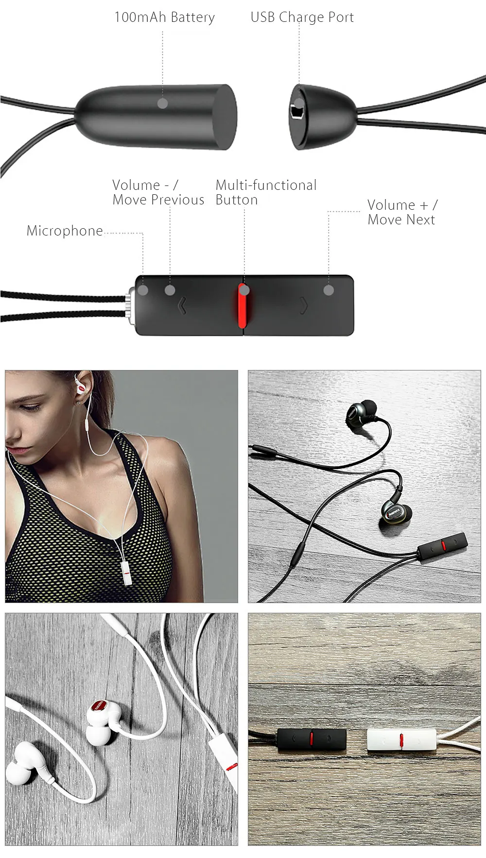 Remax RB-S8 Hi-Fi беспроводные наушники Bluetooth 4,1 спортивные стерео наушники с магнитной зарядкой с hd микрофоном громкой связи fone de ouvido