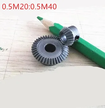 

1 pair 1:2 Bevel Gear 0.5 Modulus 20 Teeth hole 5 with 40 Teeth hole 6 90 Degree Drive Commutation Steel Gears Screw Hole M4