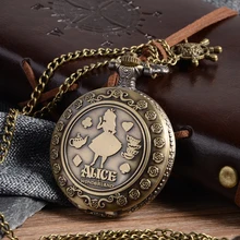 Cindiry New Arrival Retro A in Wonderland Theme Bronze Quartz Pocket Watches Vintage Fob Watches Christmas Brithday Gift P20