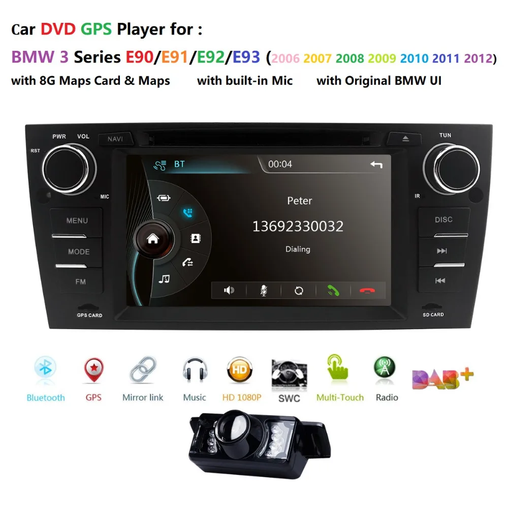 Car Autoradio DVD Player 1 Din Car GPS Navi for BMW E90 E91 E92 E93 DAB