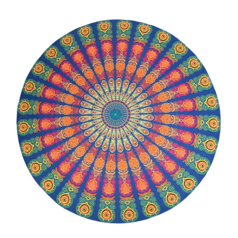 

Newest Hot Round Wall Hanging Beach Towel Yoga Mat Floral Print Camping Pad Mandala Style Print Tapestry OB