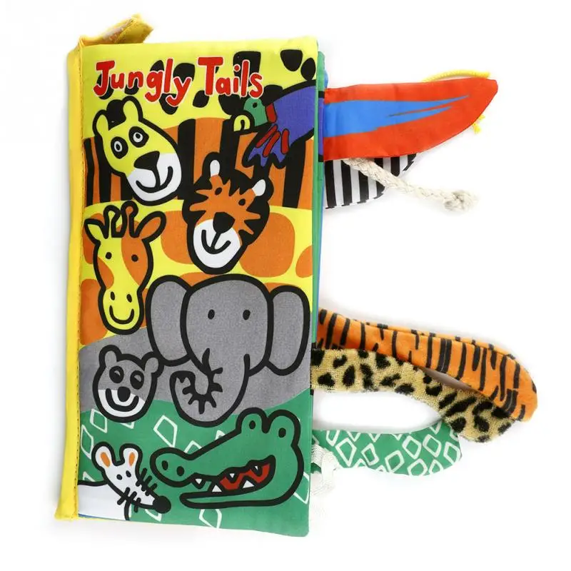 

Baby Cloth Book Early Learning Educational Toys with Animals Tails English Story Soft Cloth Development Books Baby Infant Toys