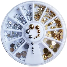 Одна коробка, 12 цветов, украшение для ногтей, супер яркий золотой серебряный, разные размеры, жемчужный порошок для маникюра, для гель-лака для ногтей, советы Z2026