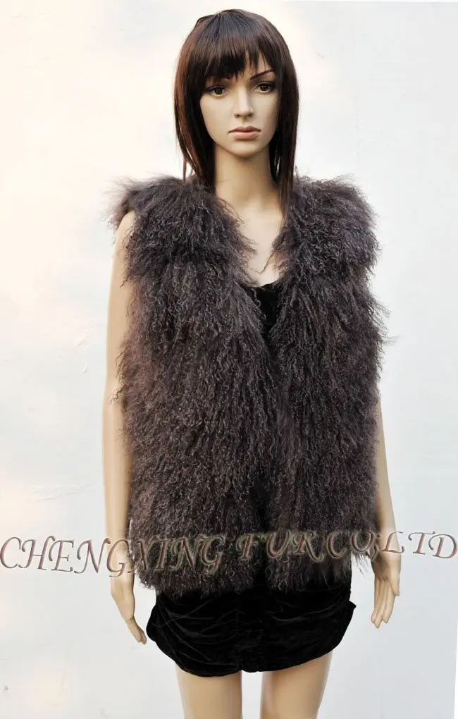 CX-G-B-160A боа из настоящего меха ягненка меховой жилет верхняя одежда осень зима женский жилет куртка без рукавов повседневный теплый жилет из искусственного меха - Цвет: CHOCOLATE BROWN