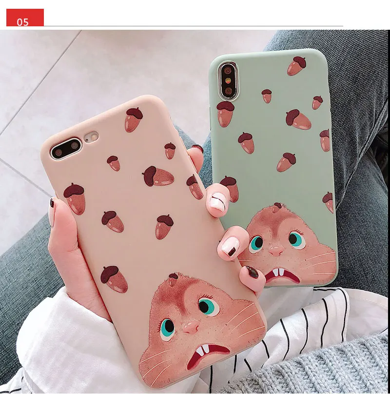 Matte Squirrel Phone Case For iPhone 6 7 8 Plus Case Cover Silicone Phone Cases For X XS 8Plus 10 XR Max 6s Cases Capinha Shell  (9)