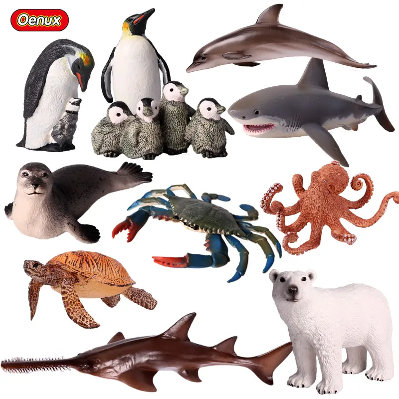 

Oenux Ocean Animal Shark Simulation SeaLife Animals Octopus Turtle Miniature Action Figures Aquarium Educational Model Toys
