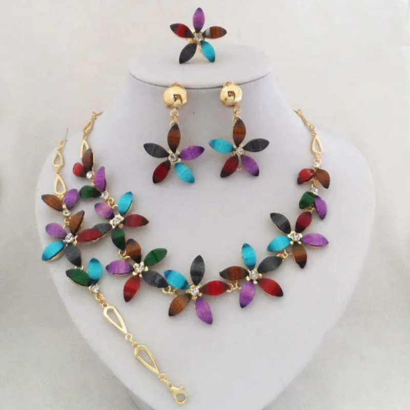 Luxury Gold Color Good Quality Flower Design Wedding Jewelry Sets