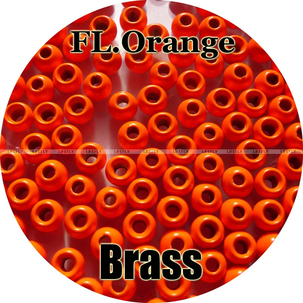 

Fluorescent Orange Color, 200 Brass Beads, Countersunk, Fly Tying, Fishing