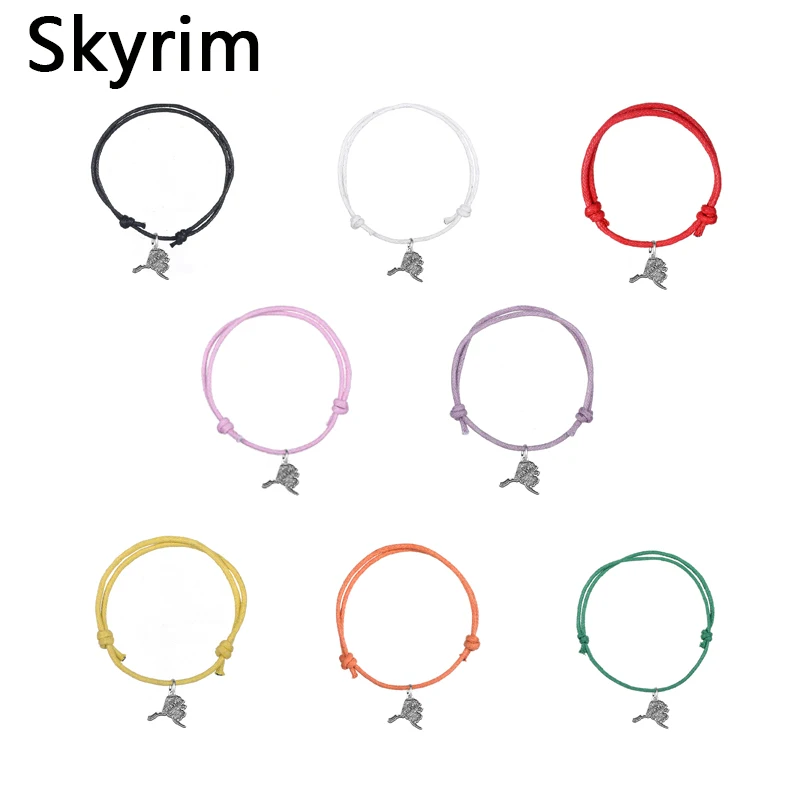

Skyrim 10pcs/lot Unique Style Wax Cord Adjustable Bracelets With ALASKA Map Charm Eight Colors Choices Of High Quality