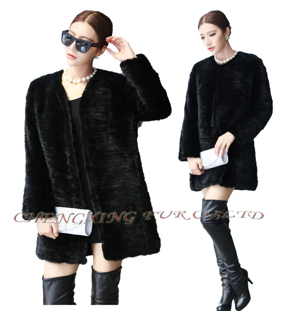 

CX-G-A-22 Hand Knitted Mink Fur Korea Ladies Fashion Coat