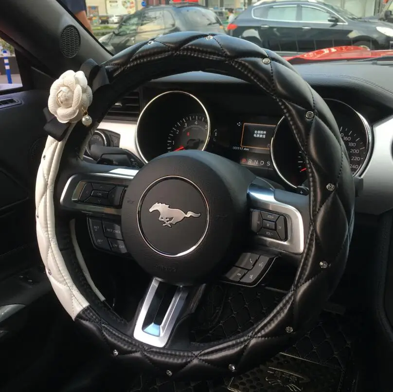 Rose Camellia Crystal Leather Car Set 2