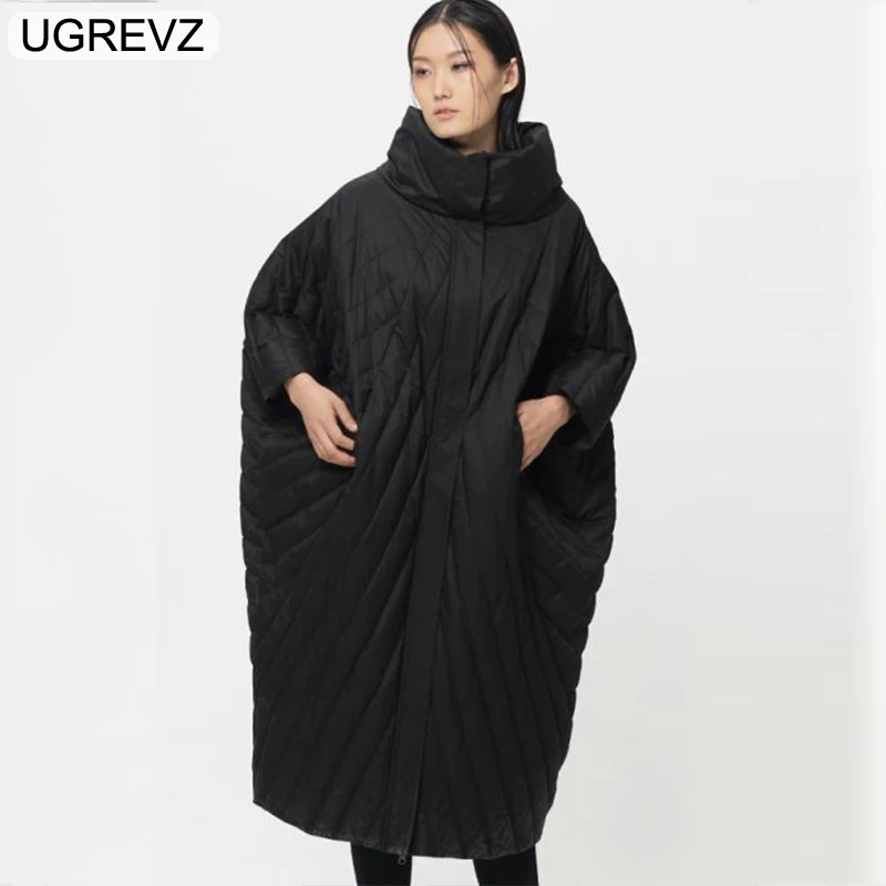 

UGREVZ Winter Original Design Women Ultra Loose X-long Cocoon Style O-neck Oversized 90%White Duck Coat Jackets