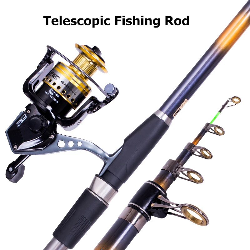 الكربون الألياف تلسكوبي الغزل الصيد قضيب بكرة كومبو كيت 61 cm قصيرة البحر قضبان السفر خفيفة الوزن ميناء الأسود الصيد بولو قضيب
