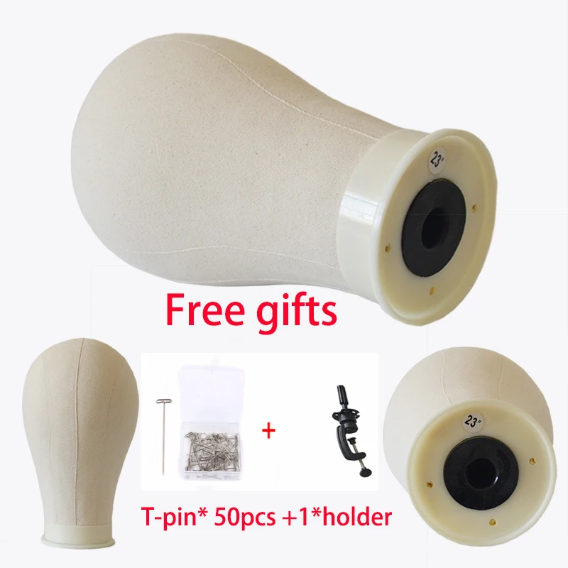 

21"-25'' Block Canvas Head Wig Holder For Hair Extension Lace Wigs Making Styling Hat Display Dummy Dolls Wig Head With Stand