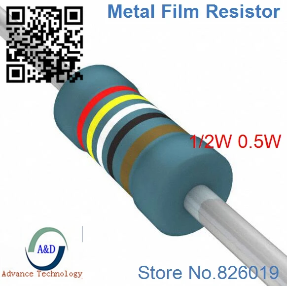 Only original 91 ohm 1 2W 1 Radial DIP Metal Film Axial Resistor 91ohm 0 5W