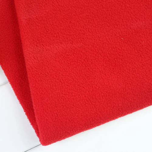 Red Polyester Polar Fleece Fabric anti pilling one side Fleece Fabric Handmade Fabric BY THE