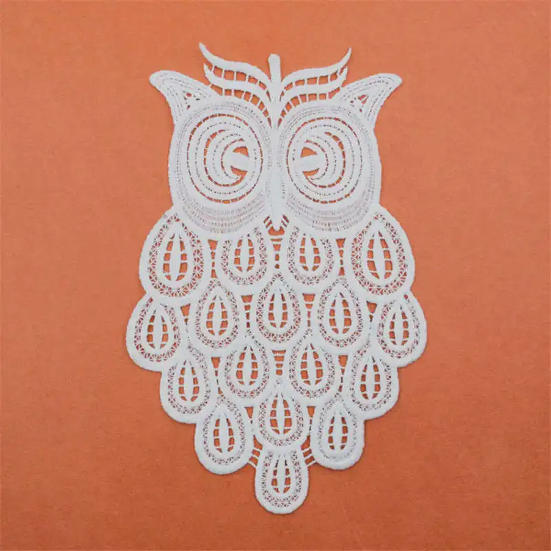 

25x16cm Lovely Embroidered Water Soluble Lace Owl Animal Shape DIY Craft Bag Clothes Dress Coats Garment Accessories 1PC