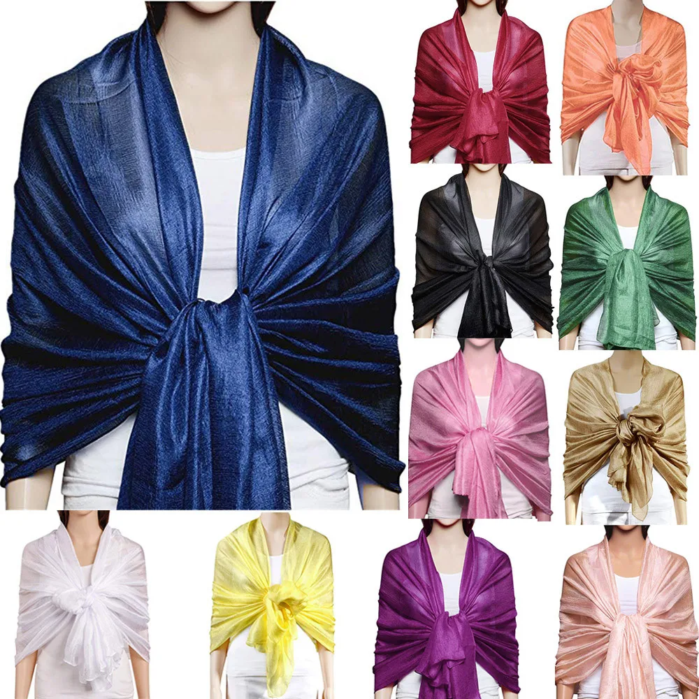 

2019 Shawl Scarf HOT Women Xmas Gift Large Solid Soft Silky Bridal Evening Wedding Scarf Shawl Wrap Clothing Beauty Friend Gift