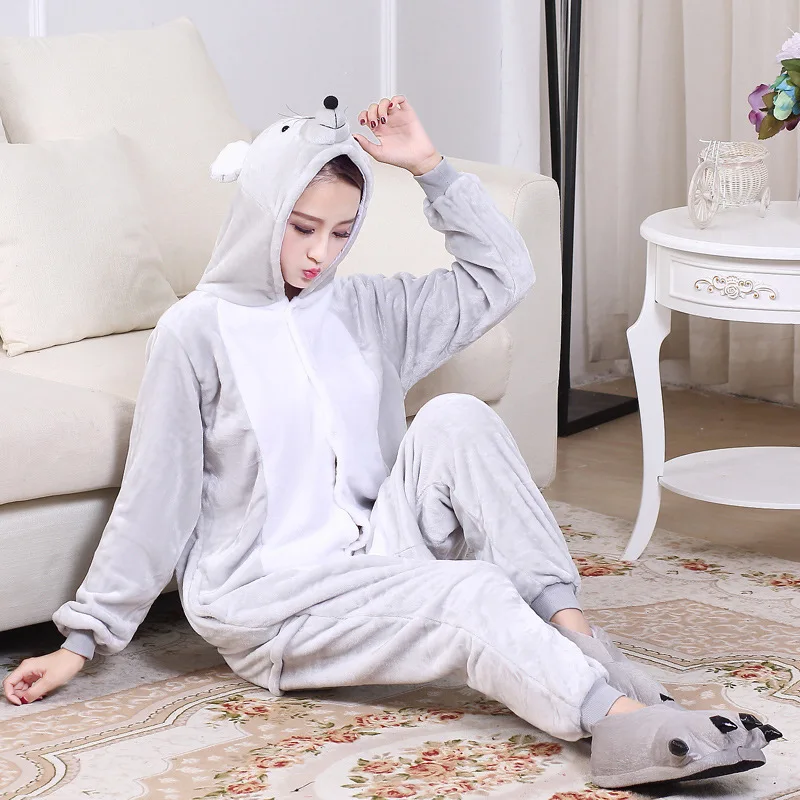 HKSNG New Adult Animal Zodiac Grey Mouse Cosplay Costumes Pajamas Cartoon Cute Onesies Best Gift For Women Men Kigurumi anime halloween costumes