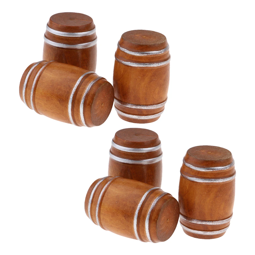 6 Pcs 1/12 Dollhouse Furniture Doll house Miniature Beer Barrel Cask Model Room Accessories Simulation Toys dolls accessories