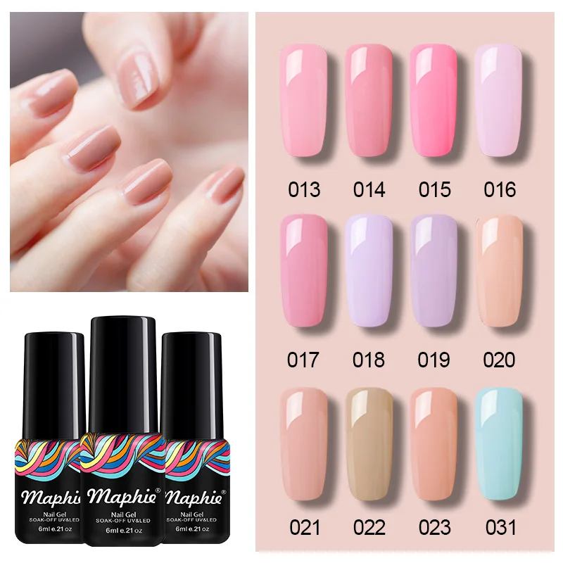 

Maphie UV Nail Gel Polish Pink Color Led Gel Lacquer Semi Permanent Led Gel Nail Varnish Soak Off Long Lasting Nail Enamel 6ML