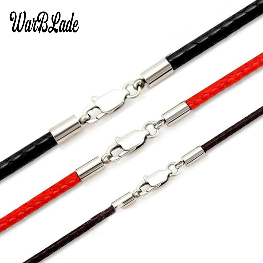 

1.5mm 2mm 3mm Leather Cord Waxed Rope Necklace Stainless Steel Lobster Clasp Connector Chain For Men Women DIY Jewelry Making