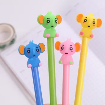 

12 pcs/lot Elephant Gel Pen Cute 0.5 mm black ink Signature Pen Escolar School Office writing Supplies Promotional gift