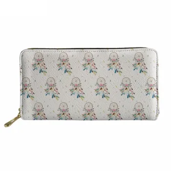 

Zipper Around Womens Wallets PU Print Dream Catcher Long Purses Coin Pockets Ladies Credit Card Holder Clutch Bags Murse Sumka