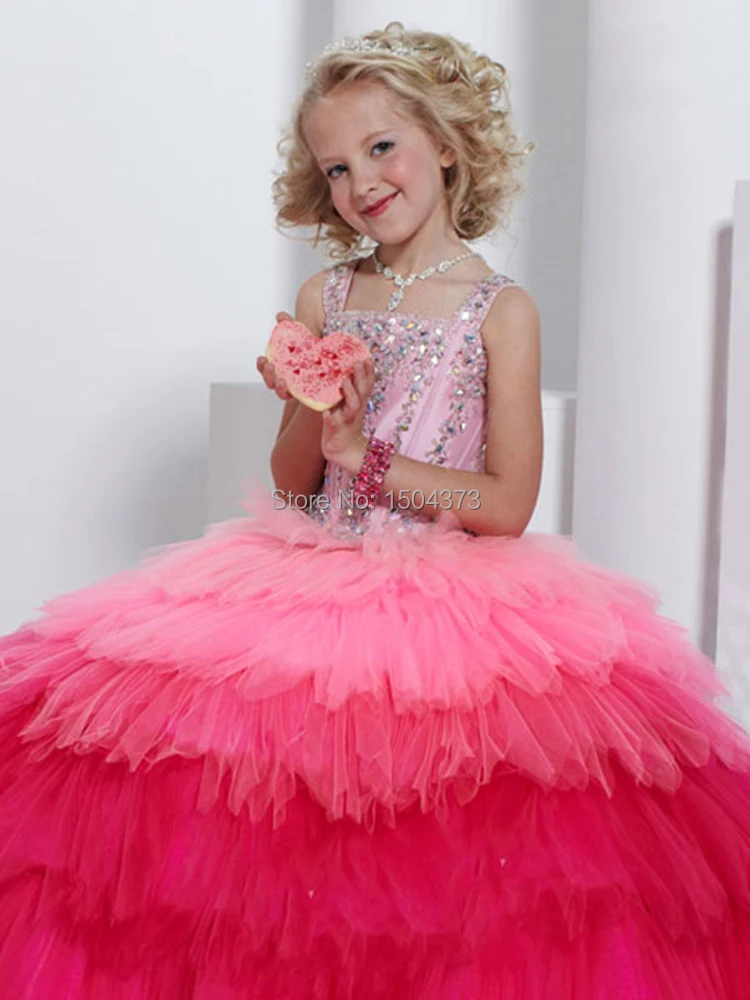 Ball Gown Lovely Kids Prom Dress2015 Hot Pink Pageant Dresses For
