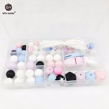 

Let's Make Silicone Beads DIY Jewelry Accessories Set Baby Teether Dummy Clip Made Teething Necklace Beads Food Grade Teether