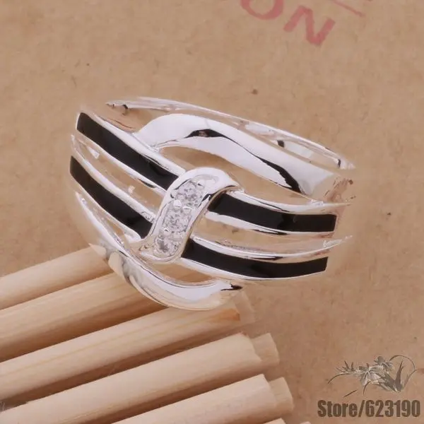 

AR178 silver rings for women, silver plated love cute fashion jewelry, Black and white and double color /dzdamqka flpaocwa