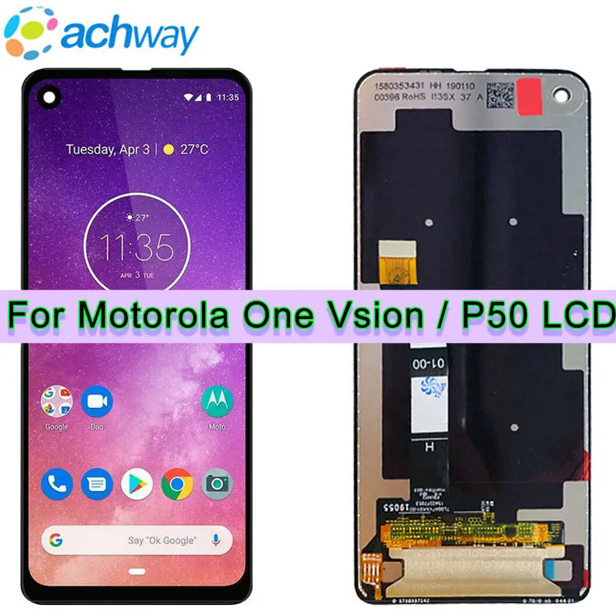 

6,3 'протестированный ЖК-дисплей для Motorola Moto One Vision ЖК-дисплей + Сенсорное стекло P50 дигитайзер в сборе для Moto one action ЖК-дисплей