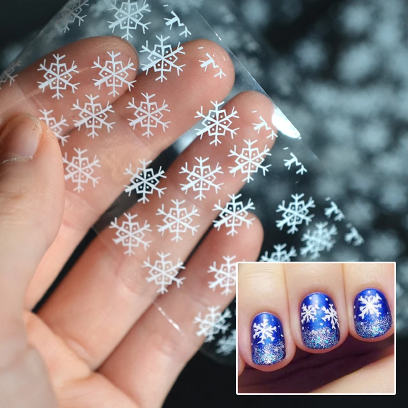

1 Piece Christmas Snowflakes Nail Art Stickers Manicure White Flower Transfer Sticker 4cm*120cm DIY Decals Nail Art Decorations