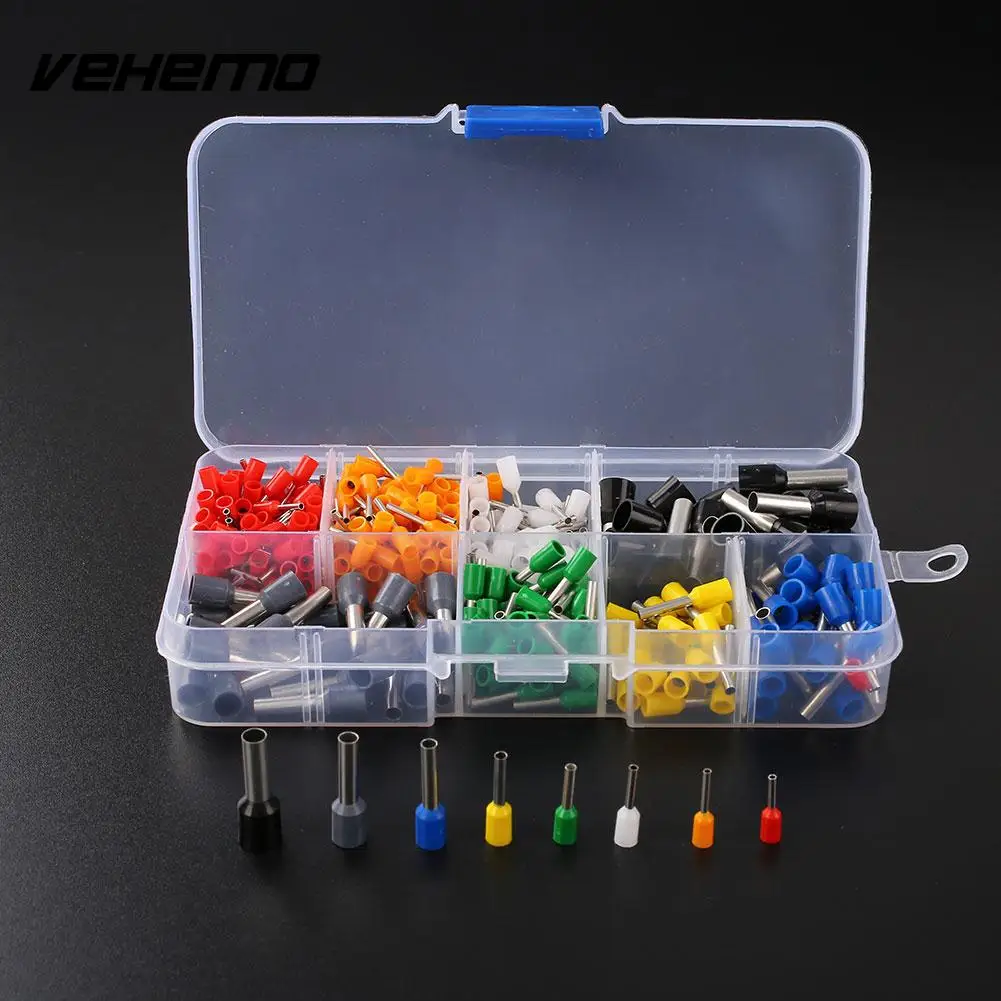 

2018 Hot Vehemo 400Pcs 10-22AWG Wire Copper Crimp Connector Insulated Cord Pin End Terminal Ferrules Kit Set Car-covers