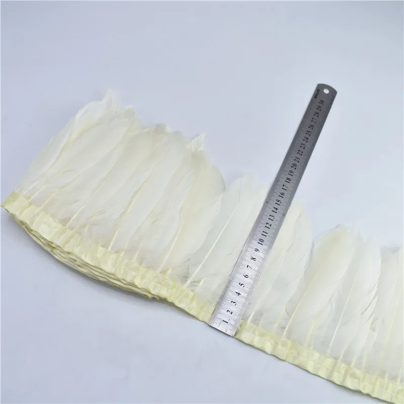 Off White 2 м/лот естественное окрашивание гусиное перо украшение лентами DIY Перья для декора ремесел платье, украшенное перьями ткань пояс Одежда - Цвет: Off White