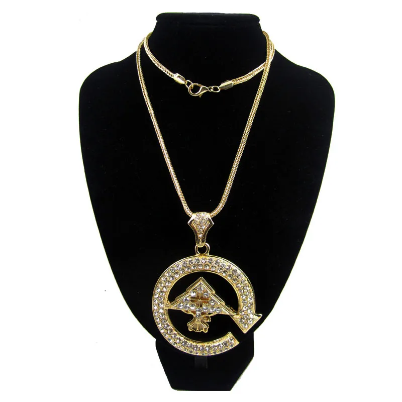 Free Shipping Zinc Alloy LRG Pendant Necklace Big Fully Rhinestones New