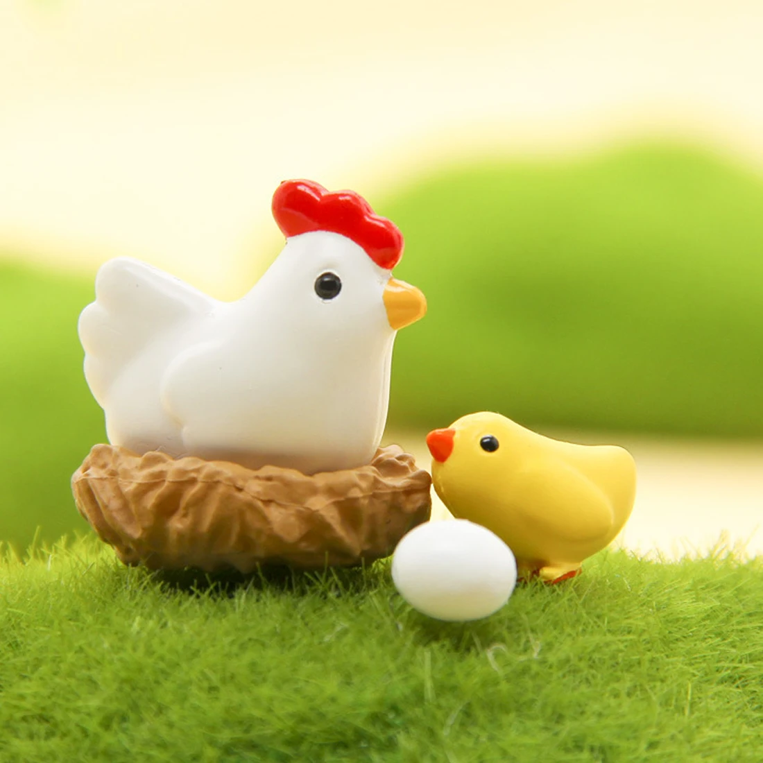 

High Quality Micro Chicken Eggs 1Pc/Set Mini Flatback Resine Craft Figurines Garden Decor Bonsai Terrarium Supplies Landscape