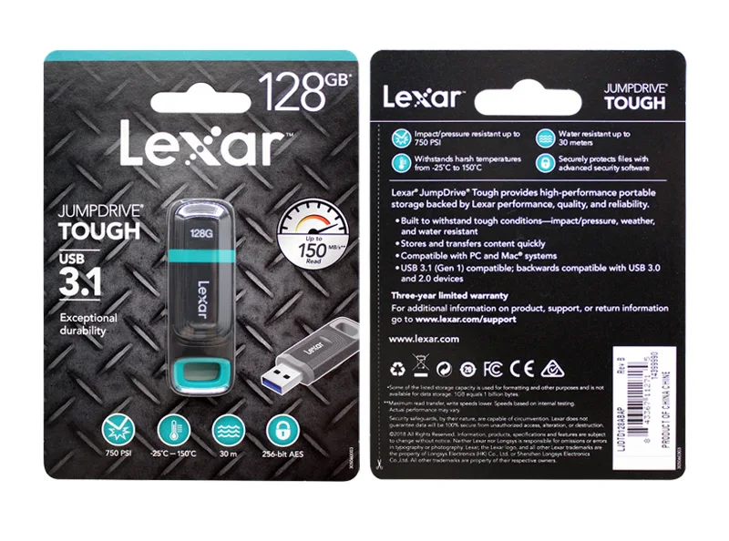 Lexar U диск 128G жесткий промышленный USB 64G 32G USB 3,1 компьютерный флеш-накопитель водонепроницаемый шифрование для ПК