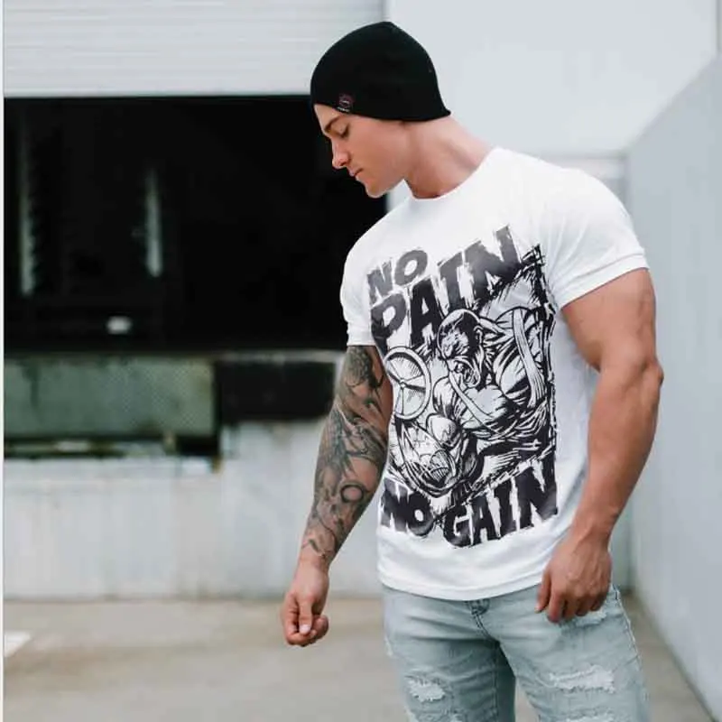 Summer 2018 New Men's Fitness T-shirt Cotton Elastic Men's Bodybuilding Jacket