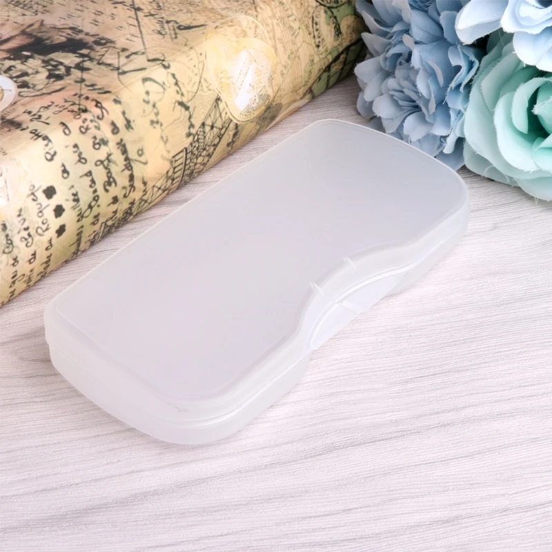 Portable transparent shell eyewear case protector box for clip-on flip-up len glasses