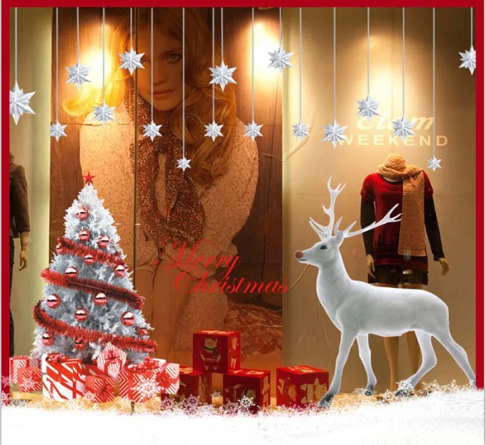 Большие наклейки на стену с надписью &quotMerry Christmas&quot съемные Санта Клаусом оленем