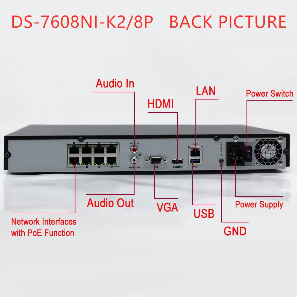 Hikvision NVR wbudowany Plug & Play 4K NVR z 1/2 interfejsy SATA 4/8/16CH portu POE dla kamera ochrony H.265 P2P Hikvision NVR wbudowany Plug & Play 4K NVR z 1/2 interfejsy SATA 4/8/16CH portu POE dla kamera ochrony H.265 P2P