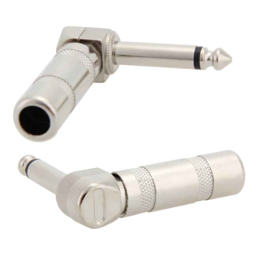 2pcs Right Angle Male Mono Phone Plug Guitar Cable Audio Connector 6