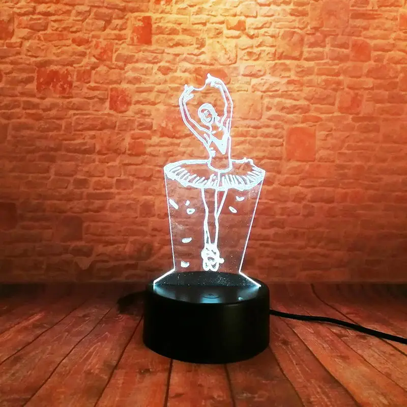 

3D Nightlight Visual Illusion Led Color Change Touch Light Desk Lamp Figure Model Ballet Dancing Girls Toys Holiday gift