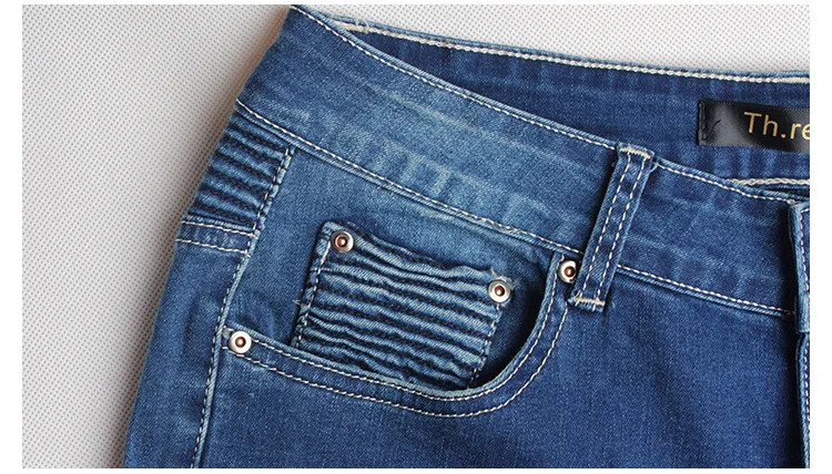 2016 Slim Fit плиссированные Рваные джинсы для Для женщин Панталоны Mujer взлетно-посадочной полосы стрейч Байкер Джинсы для женщин Femme узкие